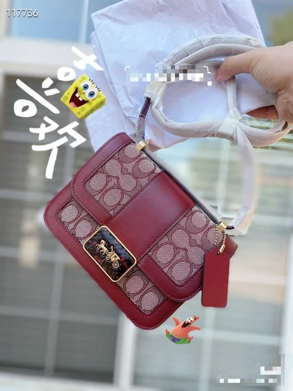 Coach Alie 18 Burgundy Signature Canvas and Leather Crossbody Bag